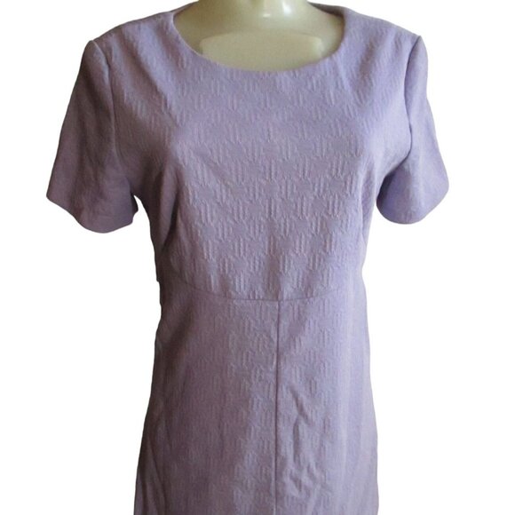 Vintage Women's Dress 8 1970's Mini Lilac Textured Stretch Knit Mod Handmade Med - Picture 1 of 8